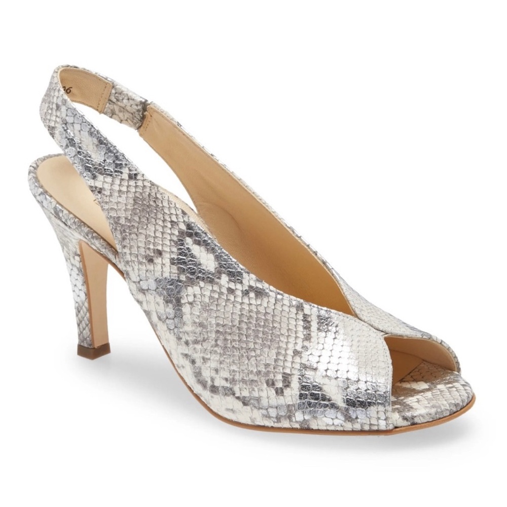 Paul Green Avanti Snake Peep Toe Slingback Heels Women’s Sz 7 US 4.5 Uk